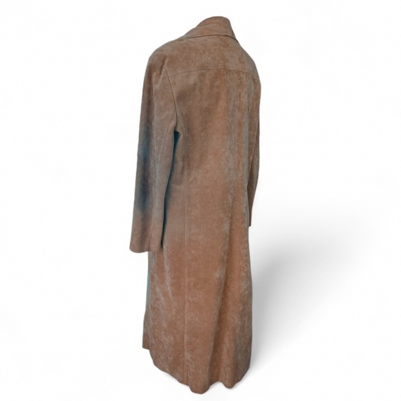 Vintage 70s Skinner Ultra Suede Trench Coat Camel Tan ILGWU Made USA Size 8/10 - Picture 3 of 10